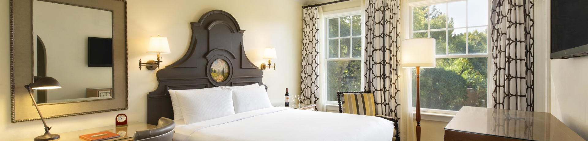 bedroom with two large windows