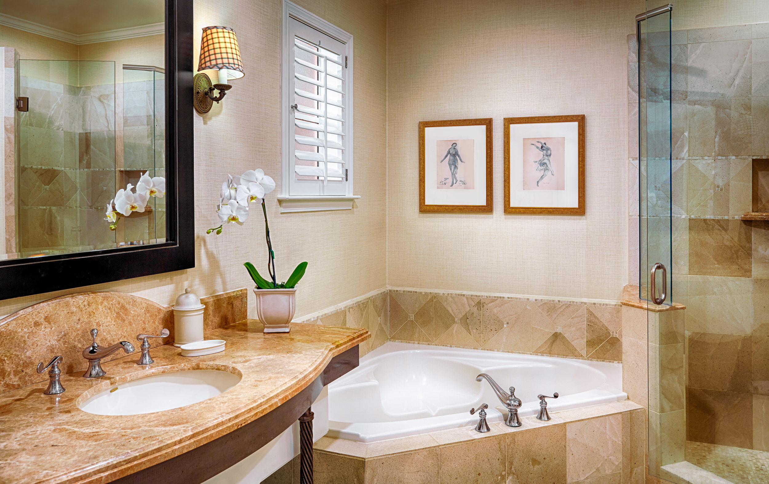 bathroom with large tub