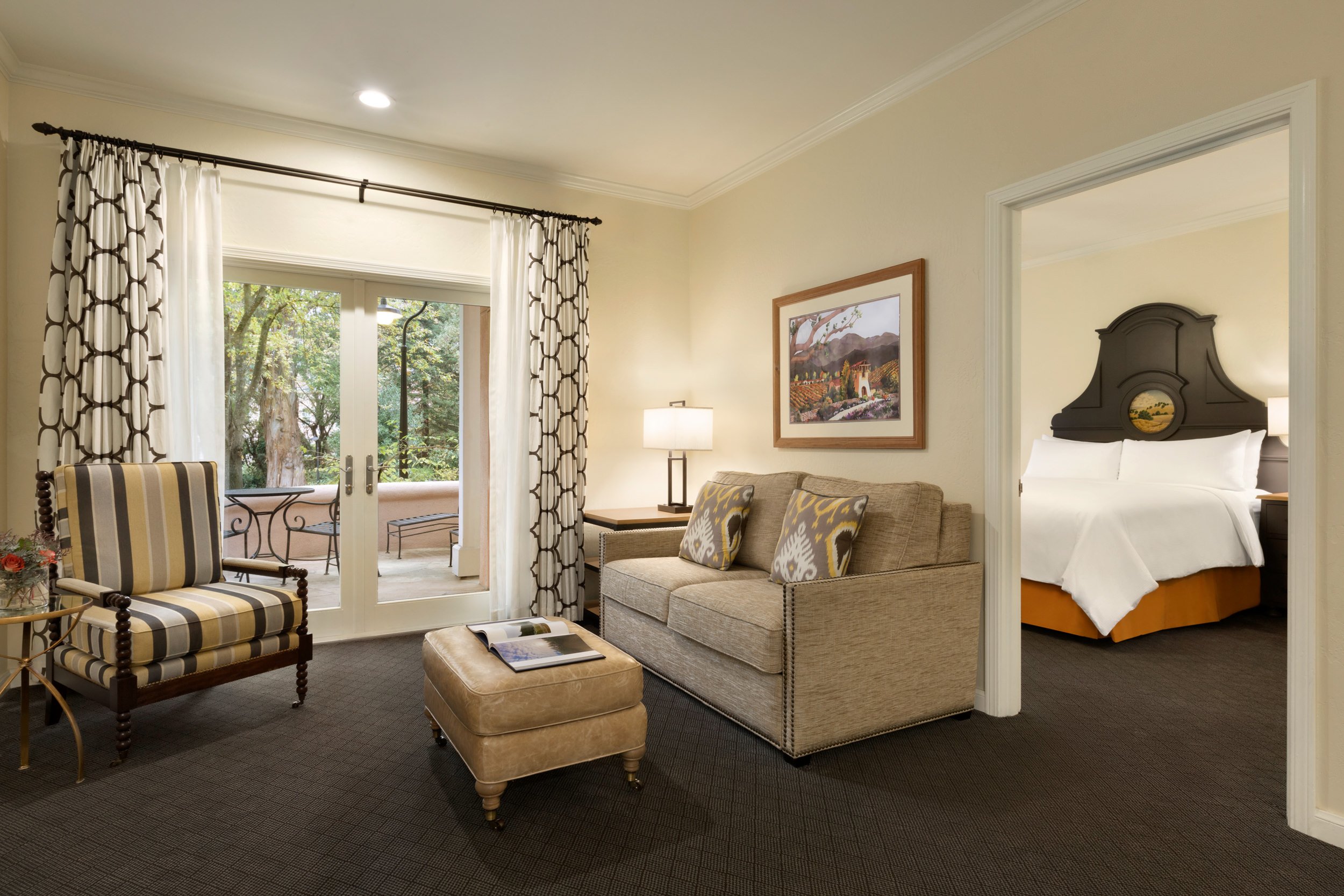 Living room with couch and balcony