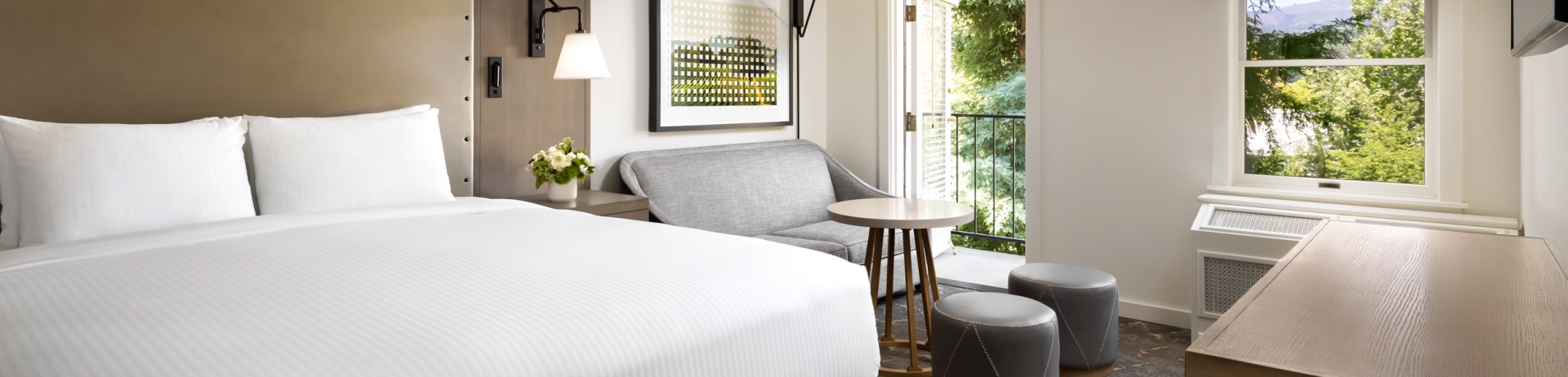 Bedroom with small seating area