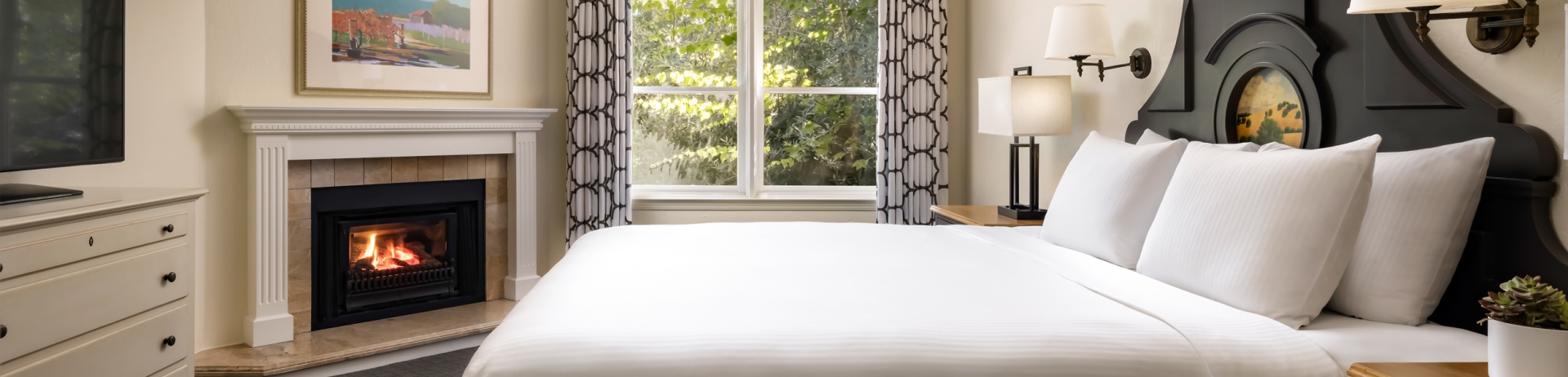 bedroom with fireplace