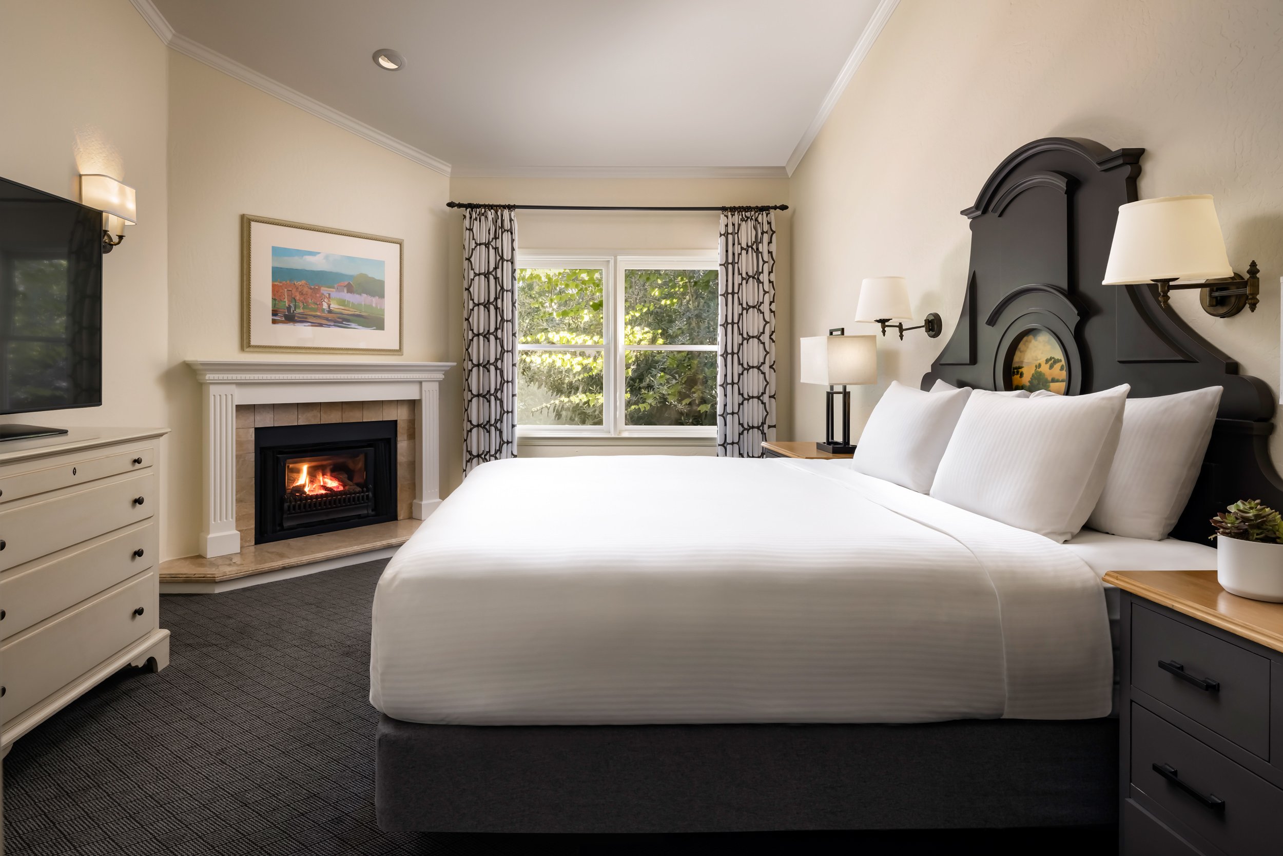 bedroom with fireplace