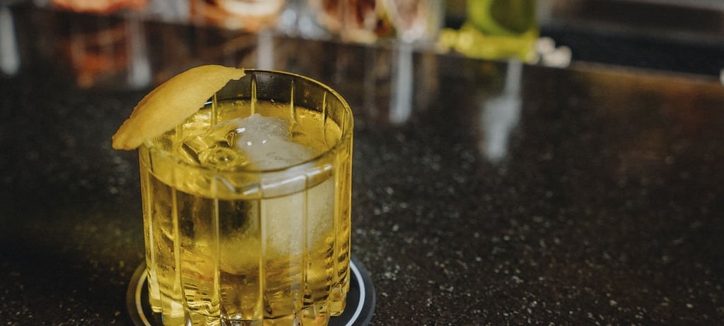 cocktail with lemon garnish