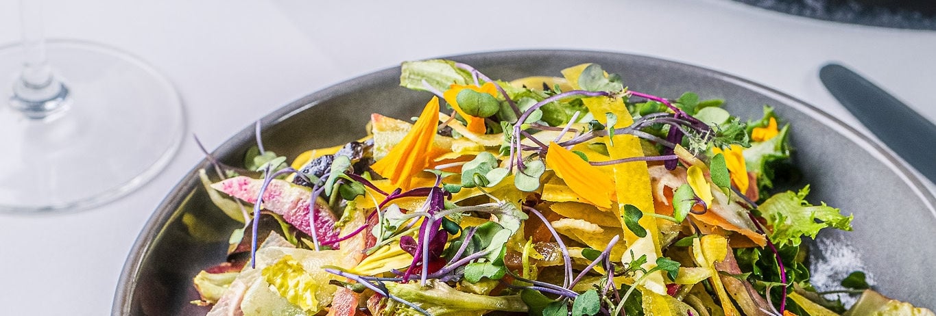bowl of shaved vegetables