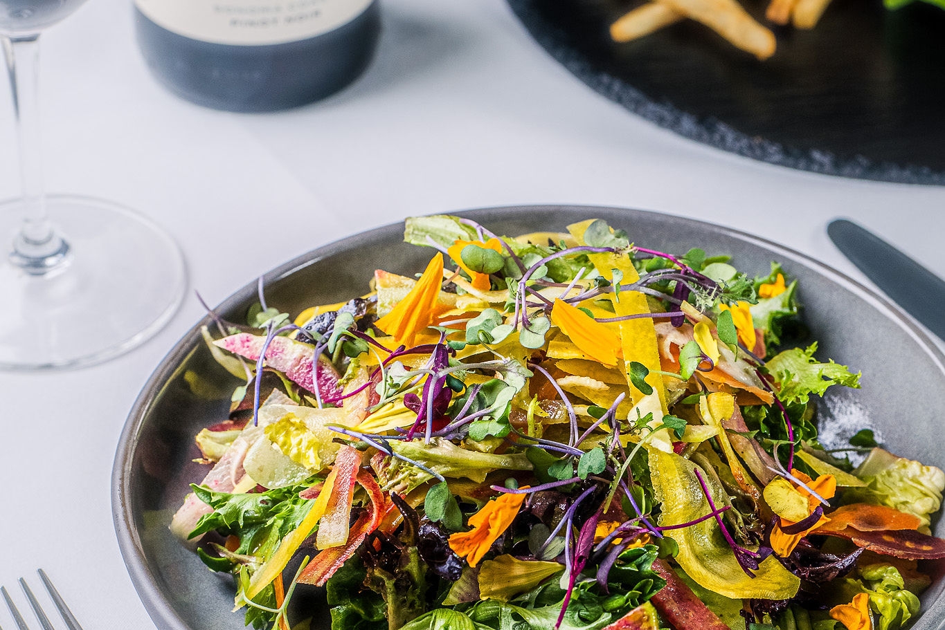 bowl of shaved vegetables