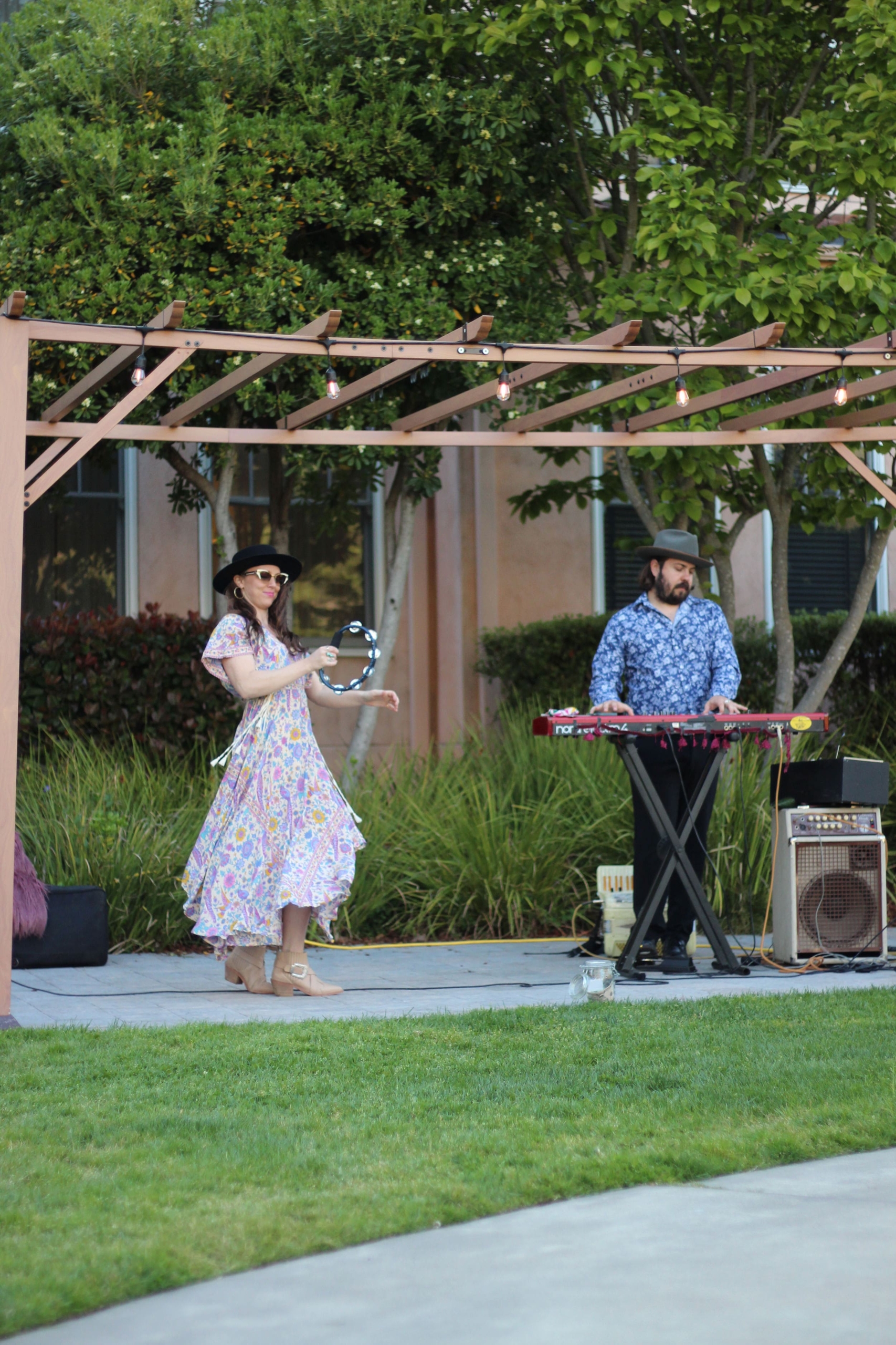 a couple playing music