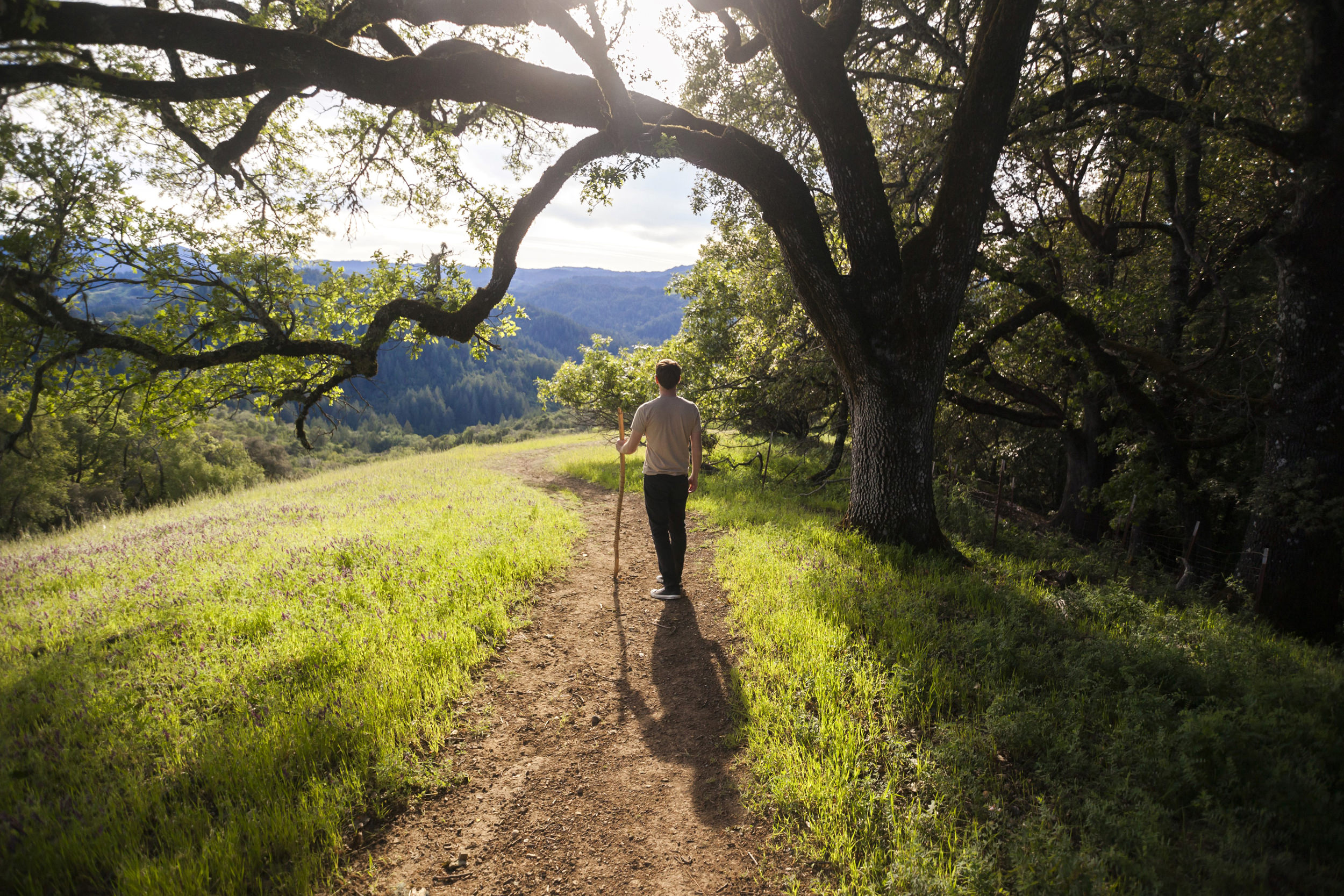 man hiking