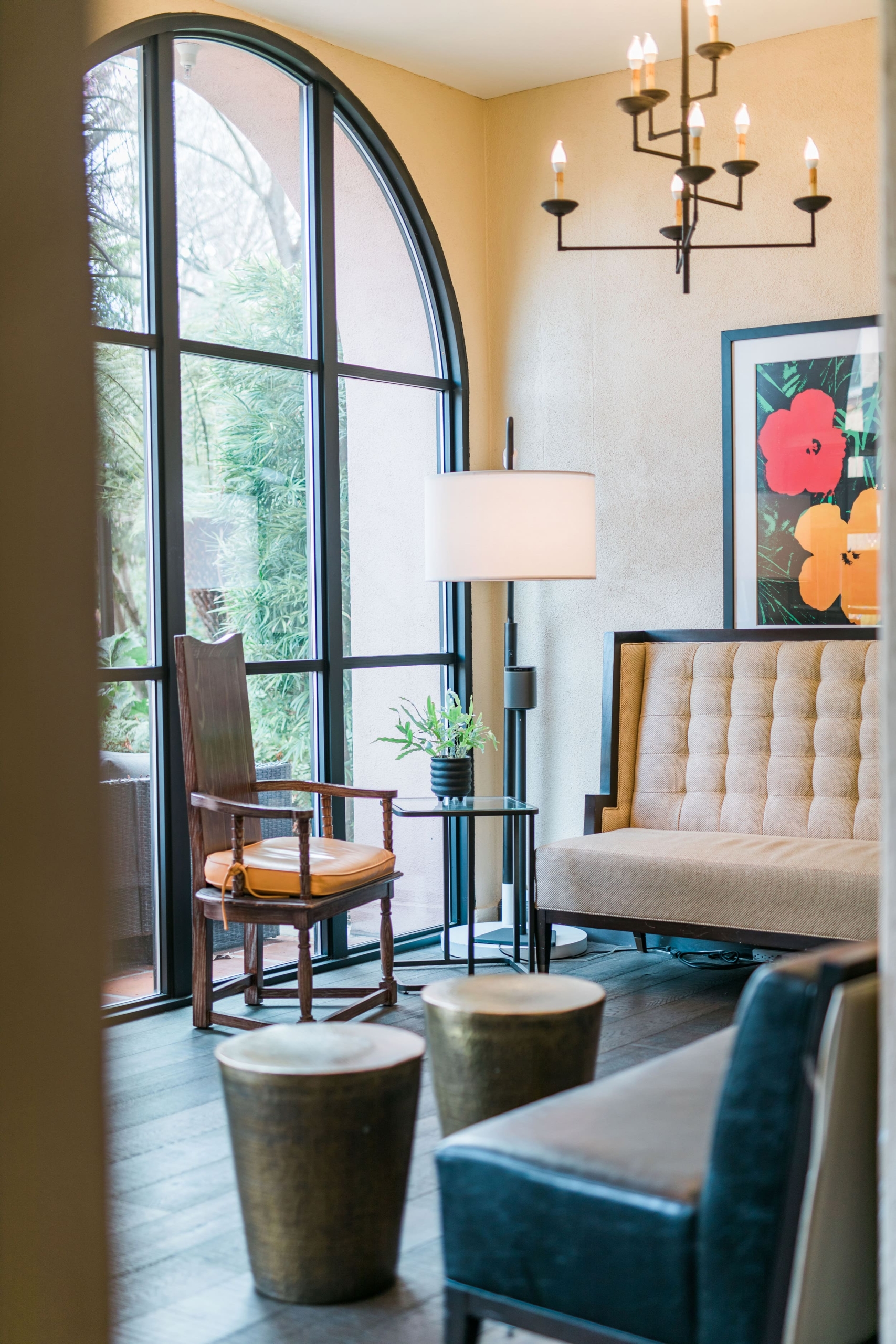 lounge area with large window
