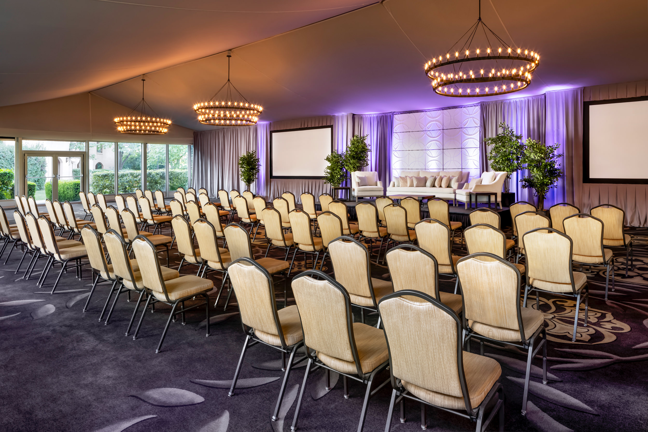 tent set up for a presentation