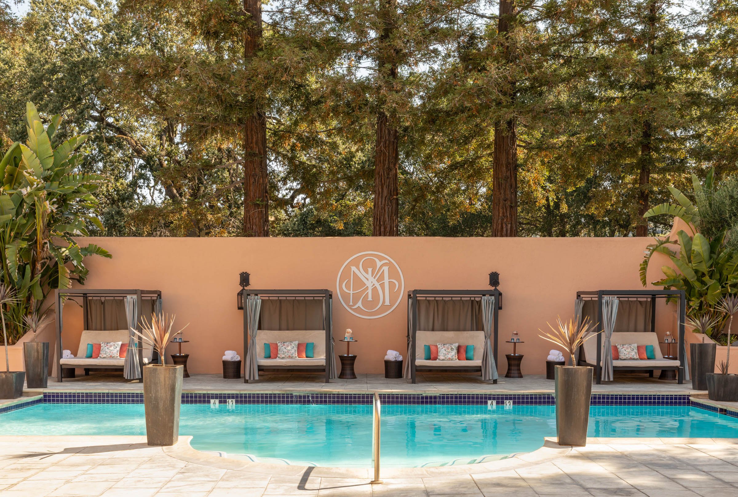 geothermal pool with luxury day beds at fairmont sonoma
