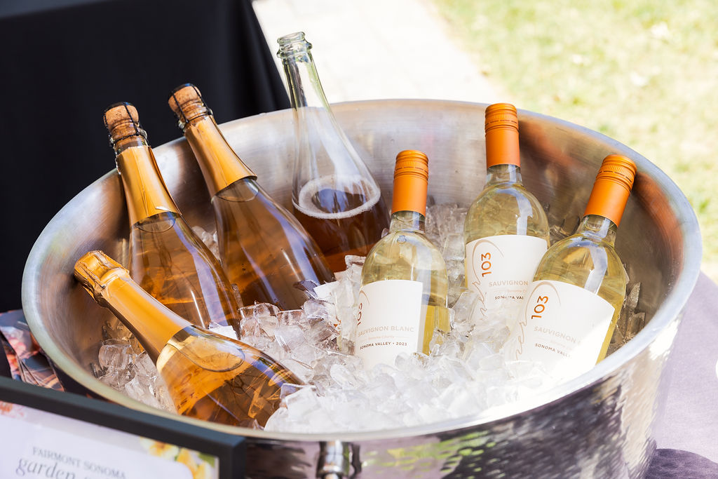 wines chilling on ice in sonoma valley