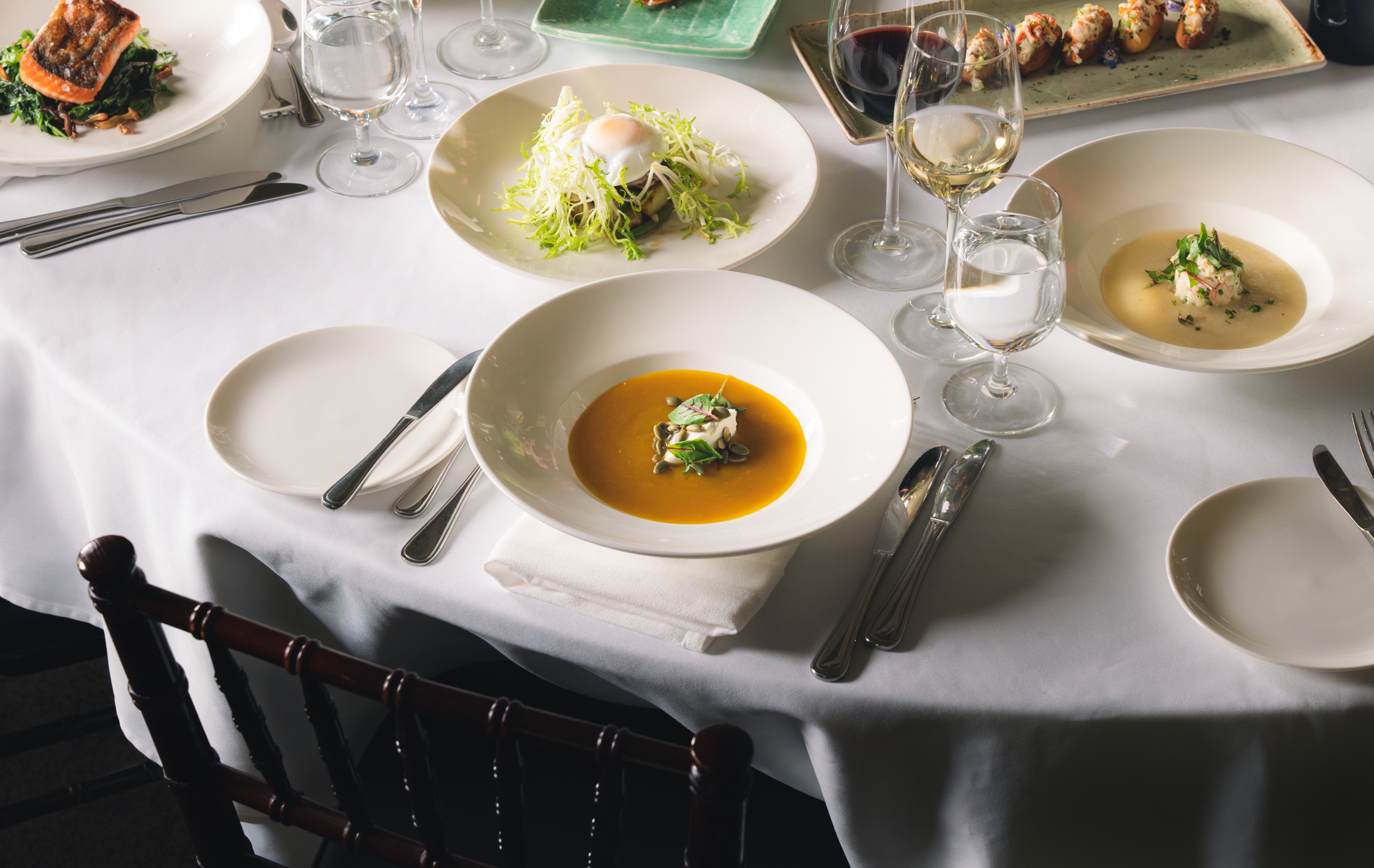 Table of high-end banquet food at fairmont sonoma mission inn & spa